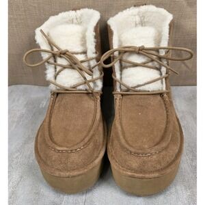 Madden Girl Brown Earnesst Ankle Boot Bootie Faux Fur Platform Women's Size 8M